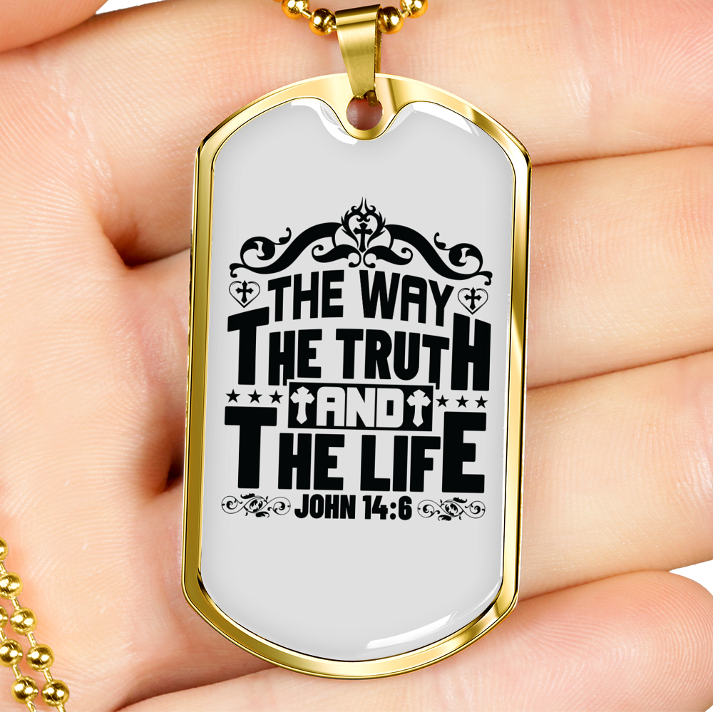 The Way The Truth Christian Necklace Stainless Steel or 18k Gold Dog Tag 24" Chain-Express Your Love Gifts