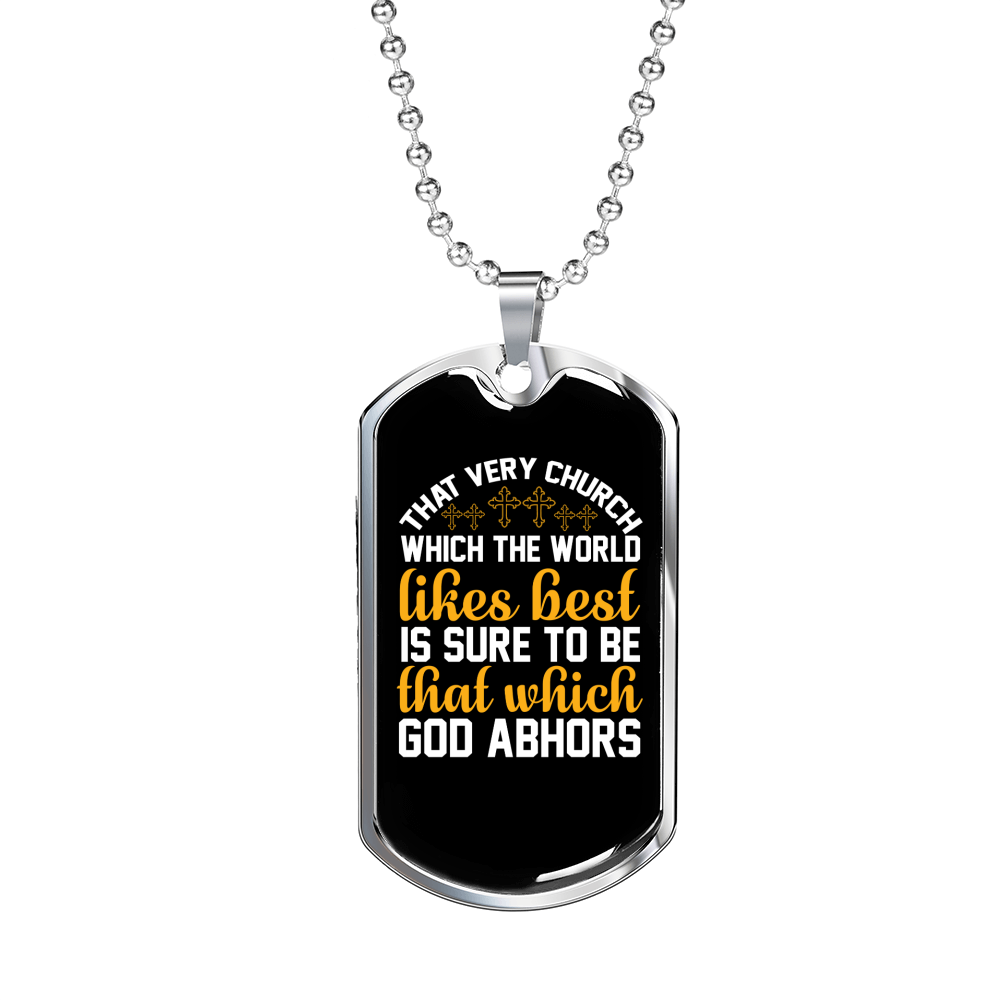 The World Likes Christian Necklace Stainless Steel or 18k Gold Dog Tag 24" Chain-Express Your Love Gifts