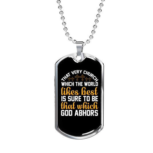 The World Likes Christian Necklace Stainless Steel or 18k Gold Dog Tag 24" Chain-Express Your Love Gifts