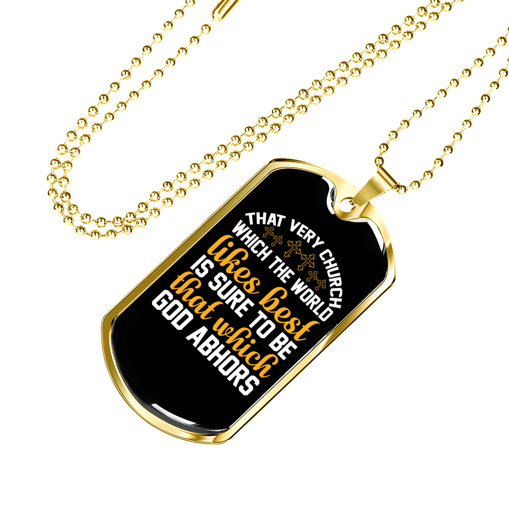 The World Likes Christian Necklace Stainless Steel or 18k Gold Dog Tag 24" Chain-Express Your Love Gifts