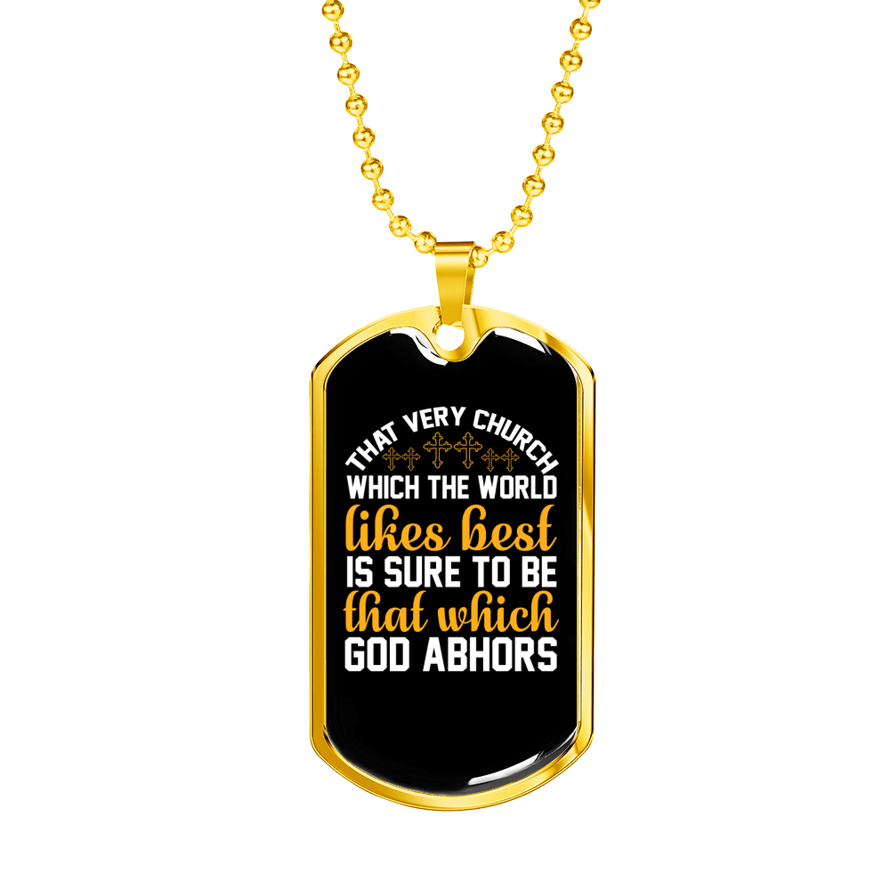 The World Likes Christian Necklace Stainless Steel or 18k Gold Dog Tag 24" Chain-Express Your Love Gifts