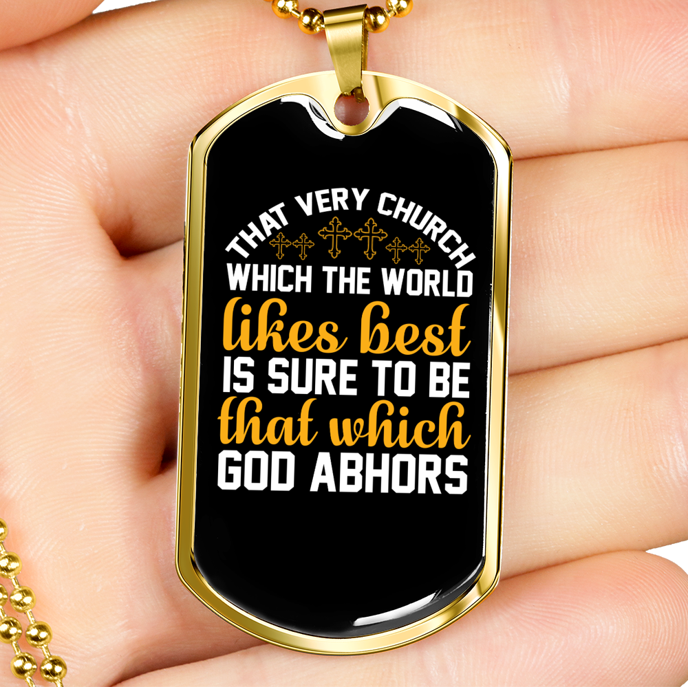 The World Likes Christian Necklace Stainless Steel or 18k Gold Dog Tag 24" Chain-Express Your Love Gifts