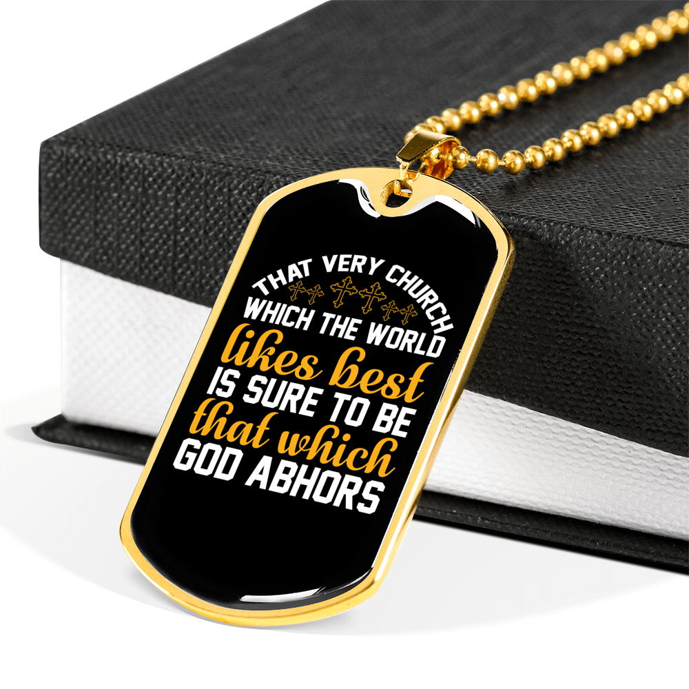 The World Likes Christian Necklace Stainless Steel or 18k Gold Dog Tag 24" Chain-Express Your Love Gifts
