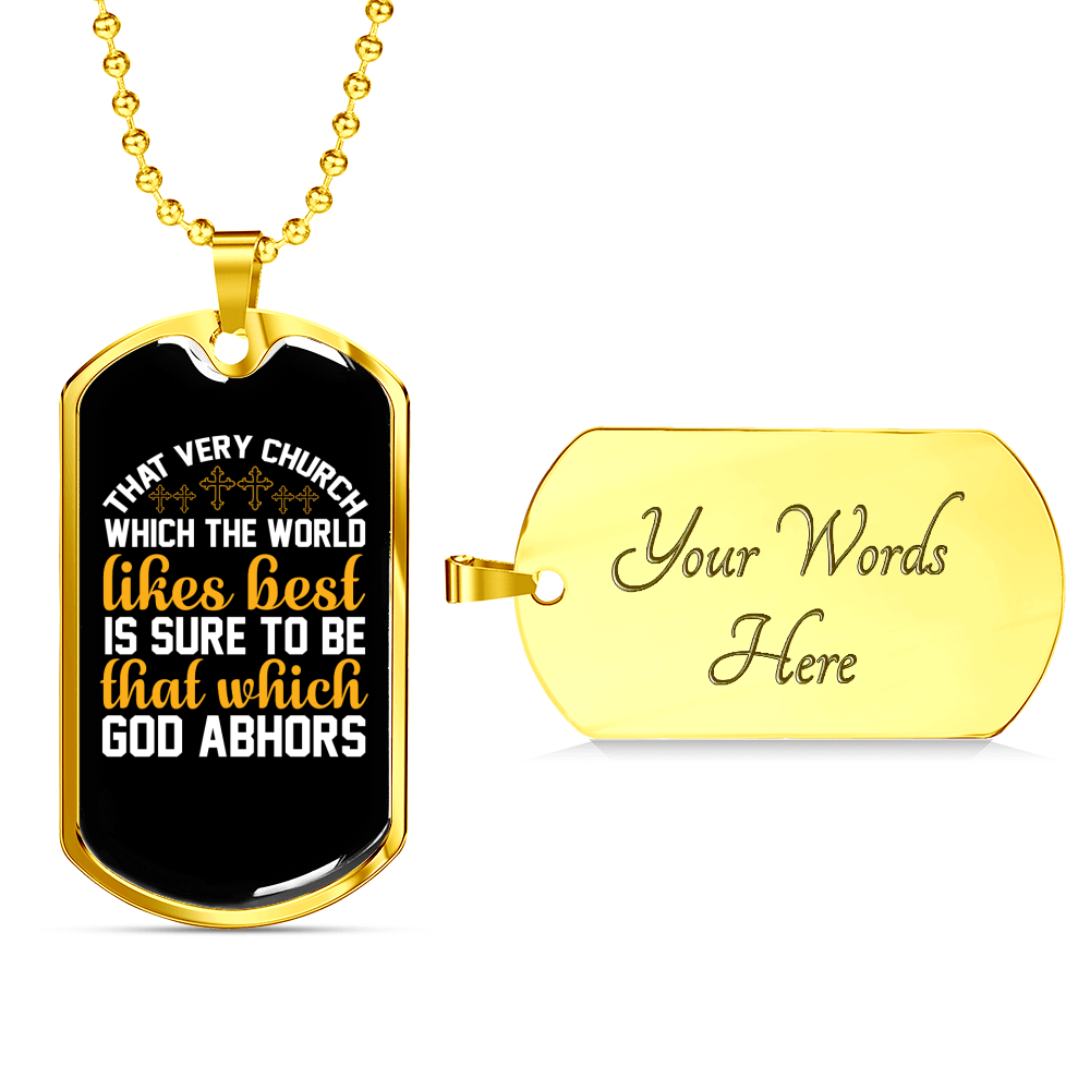The World Likes Christian Necklace Stainless Steel or 18k Gold Dog Tag 24" Chain-Express Your Love Gifts