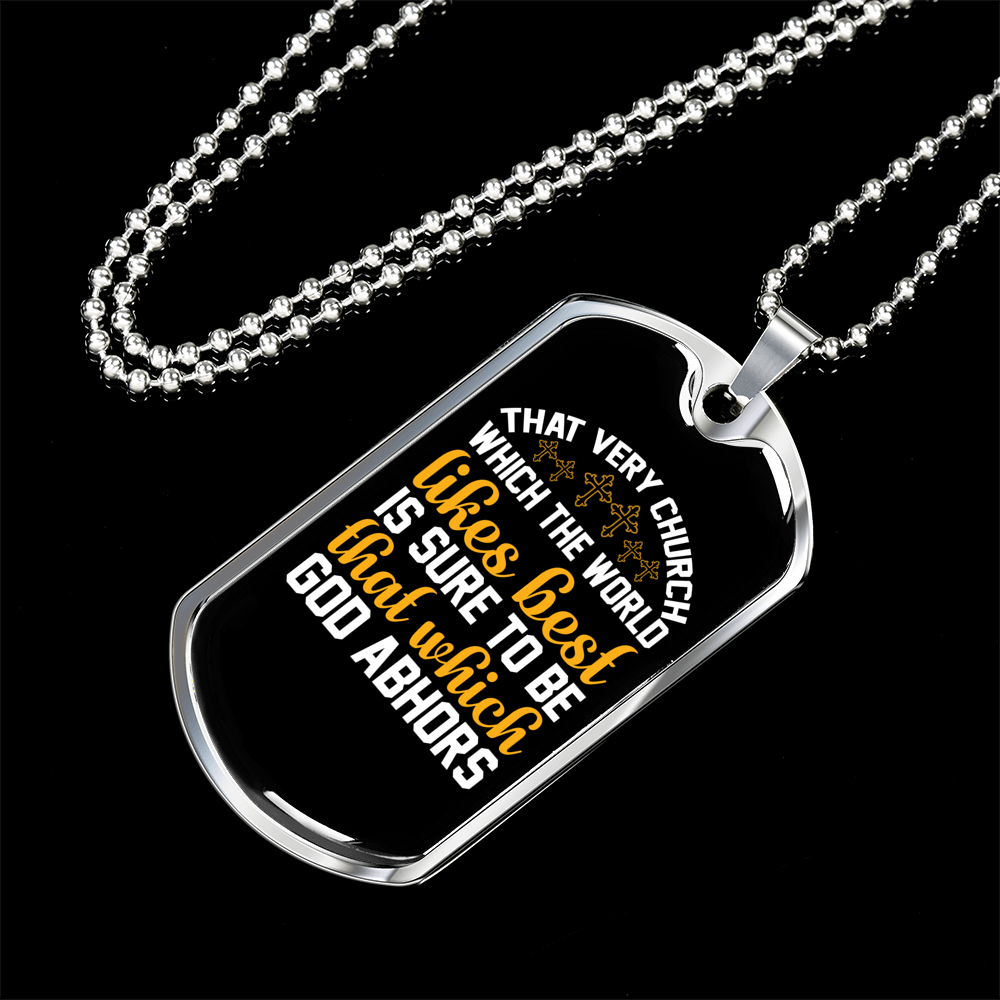 The World Likes Christian Necklace Stainless Steel or 18k Gold Dog Tag 24" Chain-Express Your Love Gifts