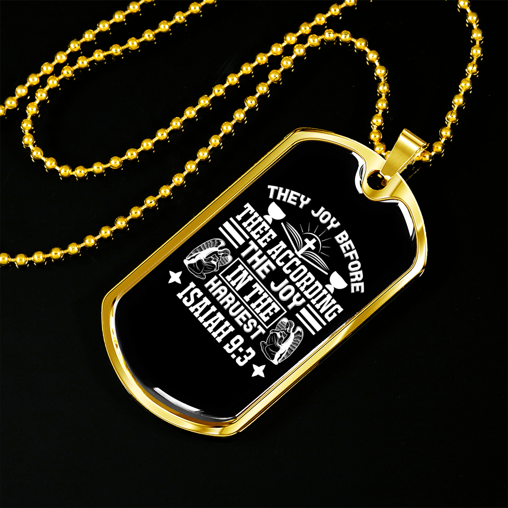They Joy Before Christian Necklace Stainless Steel or 18k Gold Dog Tag 24" Chain-Express Your Love Gifts