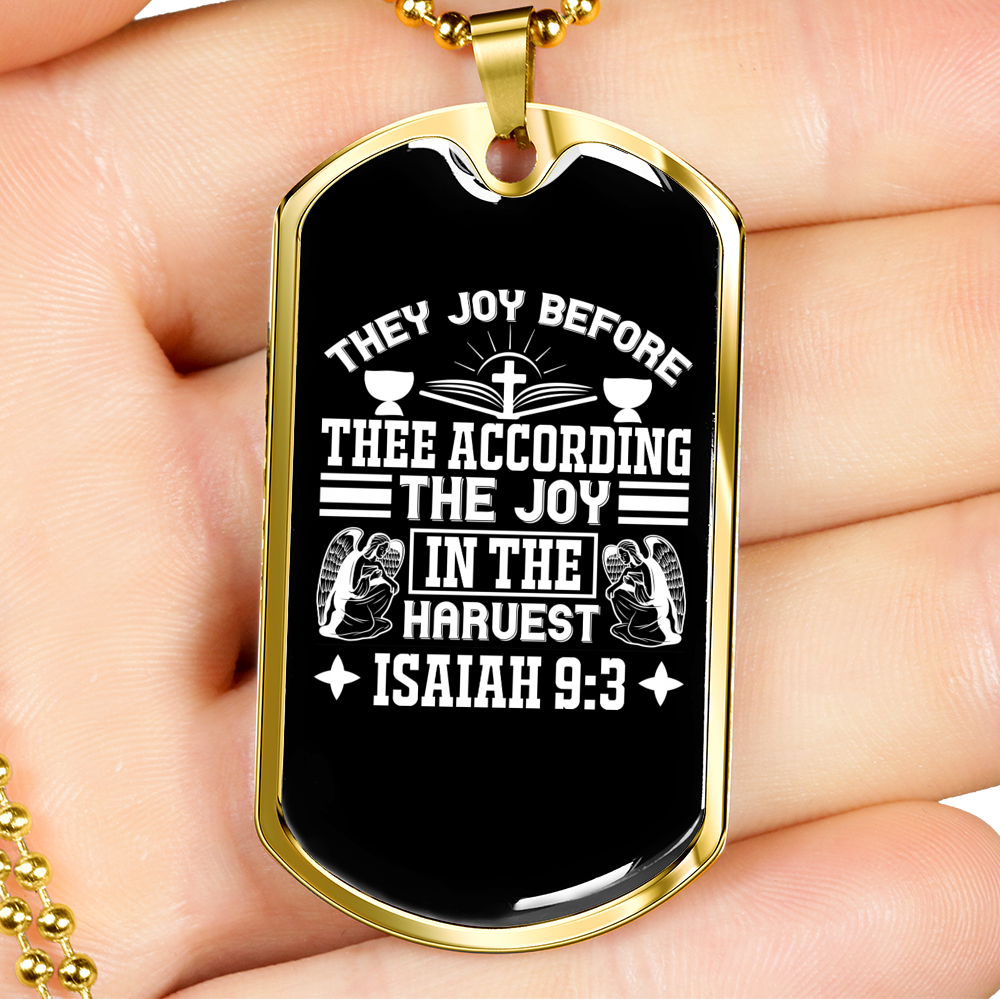 They Joy Before Christian Necklace Stainless Steel or 18k Gold Dog Tag 24" Chain-Express Your Love Gifts