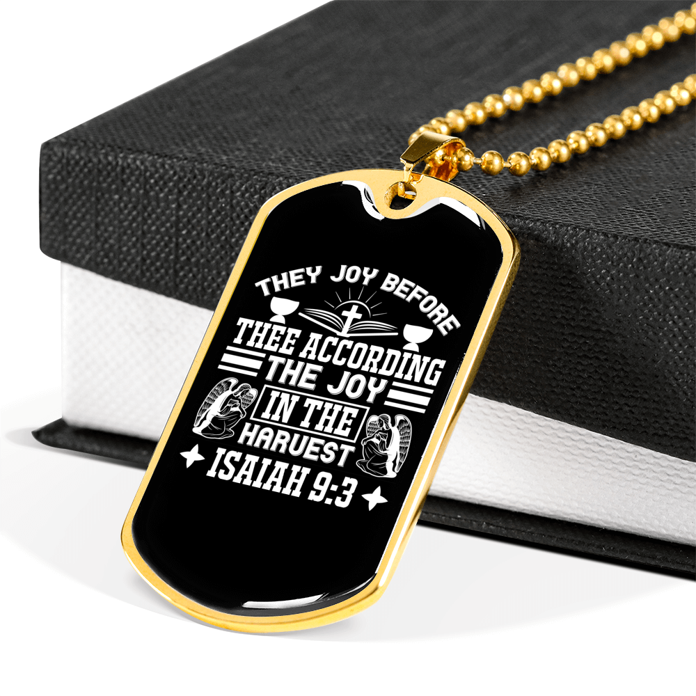 They Joy Before Christian Necklace Stainless Steel or 18k Gold Dog Tag 24" Chain-Express Your Love Gifts