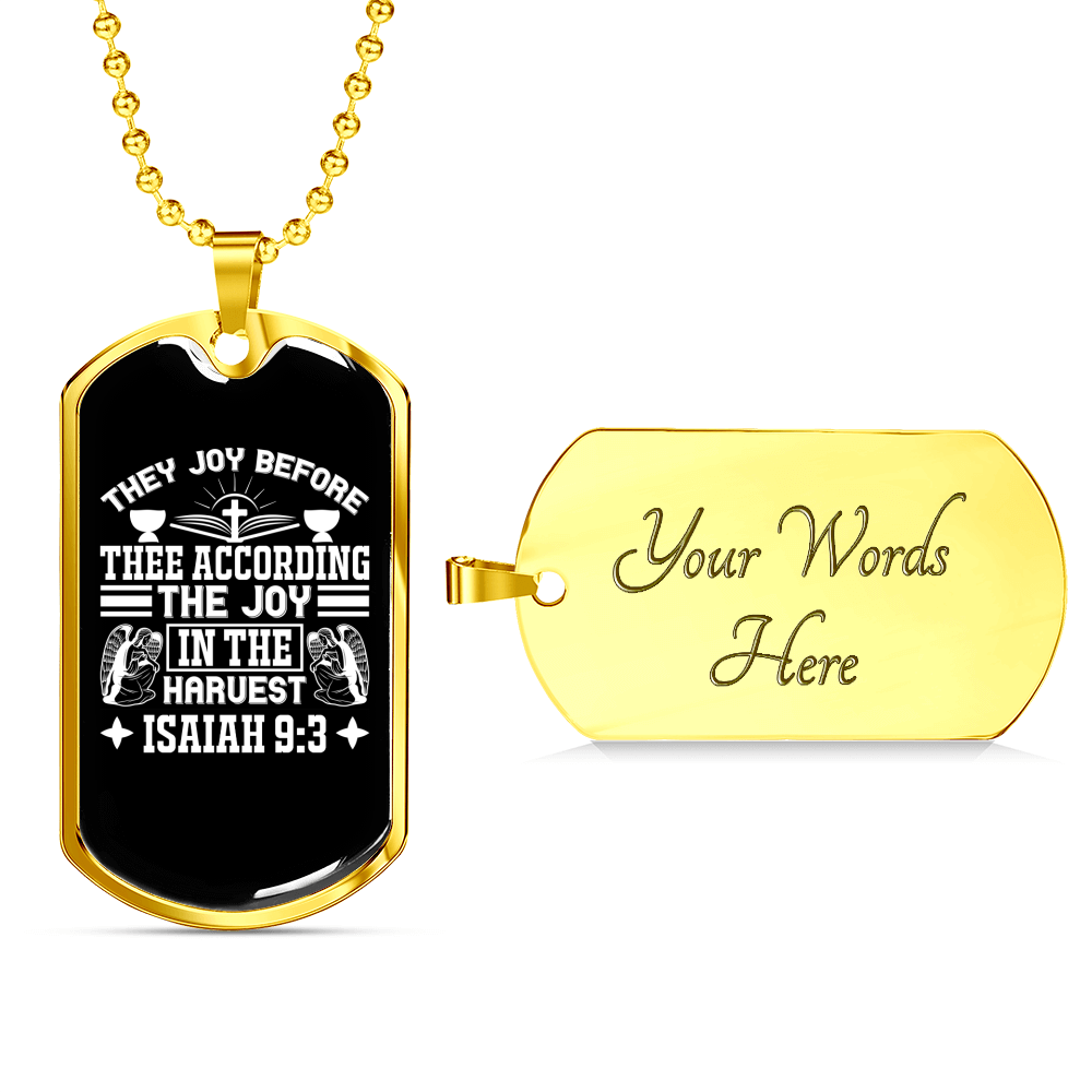 They Joy Before Christian Necklace Stainless Steel or 18k Gold Dog Tag 24" Chain-Express Your Love Gifts