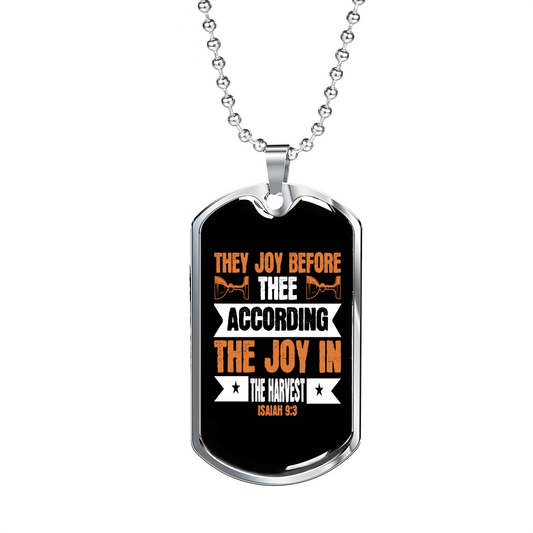 They Joy Before Thee Christian Necklace Stainless Steel or 18k Gold Dog Tag 24" Chain-Express Your Love Gifts