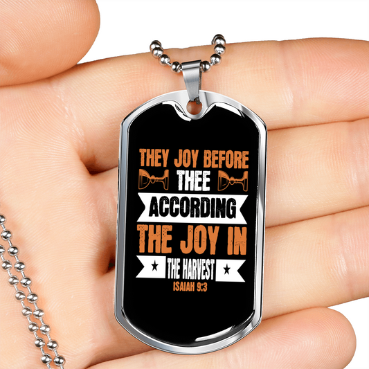 They Joy Before Thee Christian Necklace Stainless Steel or 18k Gold Dog Tag 24" Chain-Express Your Love Gifts