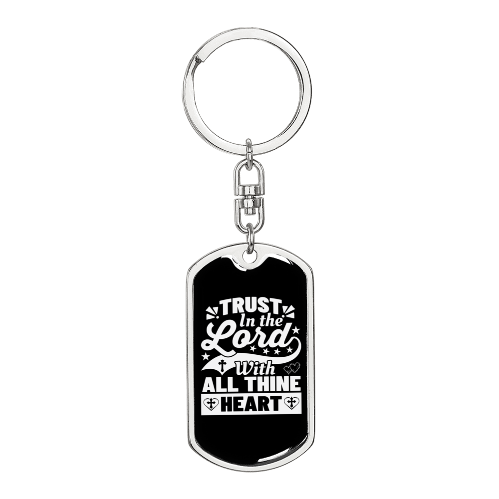 Thine Heart Keychain Stainless Steel or 18k Gold Dog Tag Keyring-Express Your Love Gifts
