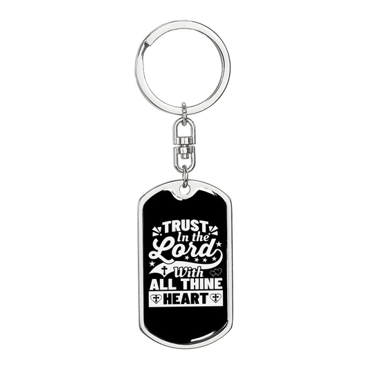 Thine Heart Keychain Stainless Steel or 18k Gold Dog Tag Keyring-Express Your Love Gifts