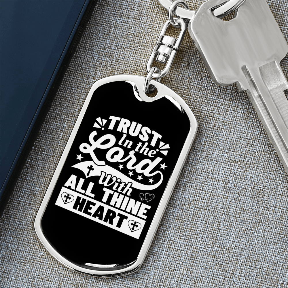 Thine Heart Keychain Stainless Steel or 18k Gold Dog Tag Keyring-Express Your Love Gifts