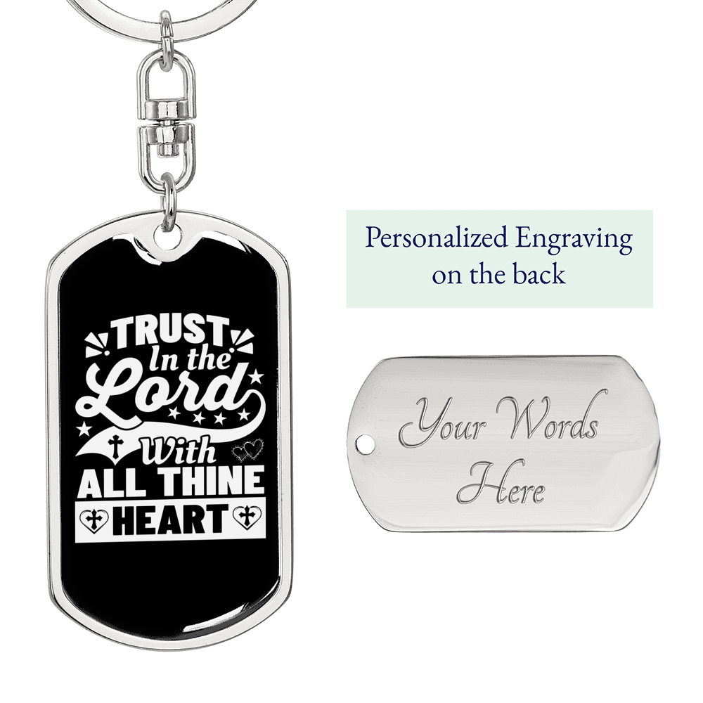 Thine Heart Keychain Stainless Steel or 18k Gold Dog Tag Keyring-Express Your Love Gifts