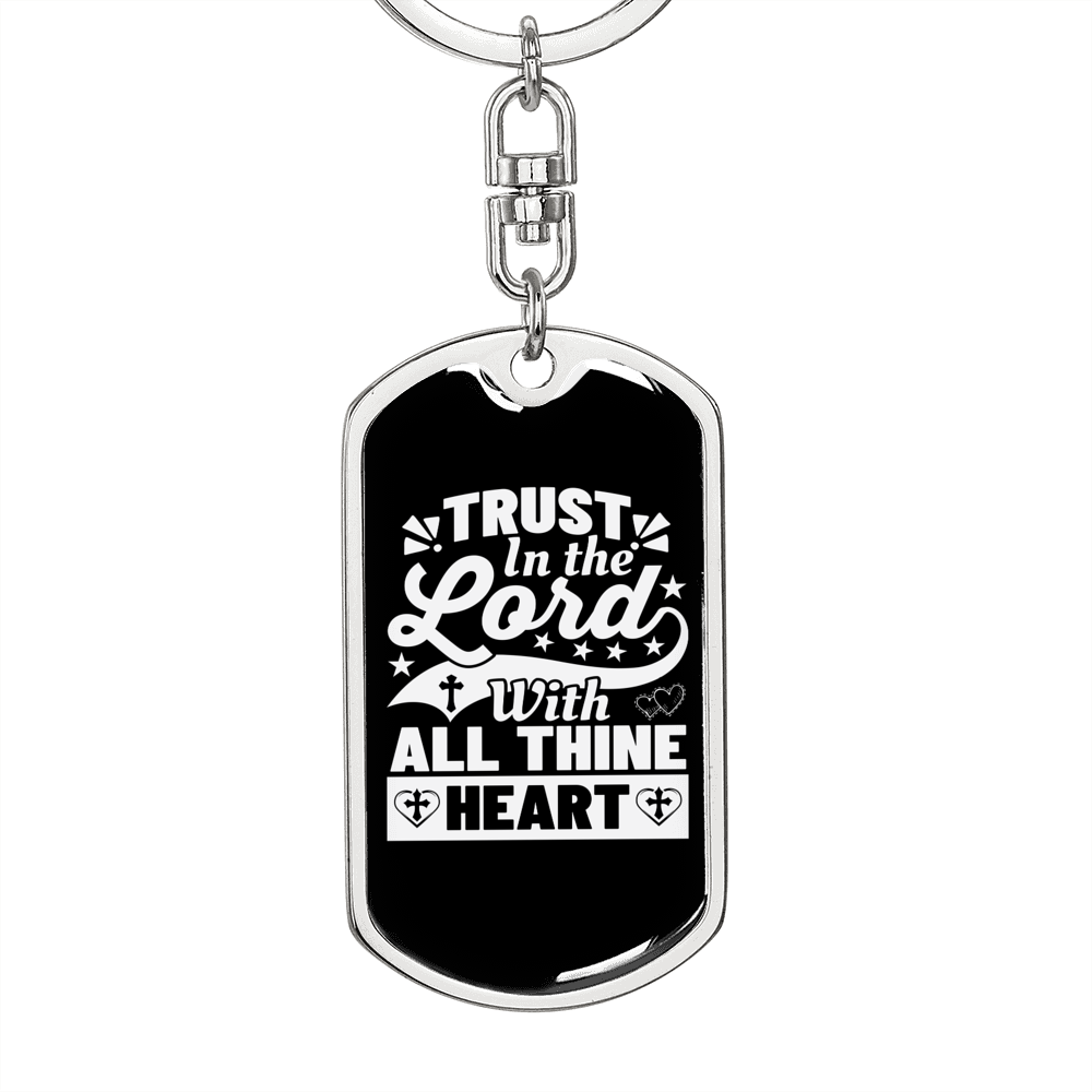 Thine Heart Keychain Stainless Steel or 18k Gold Dog Tag Keyring-Express Your Love Gifts