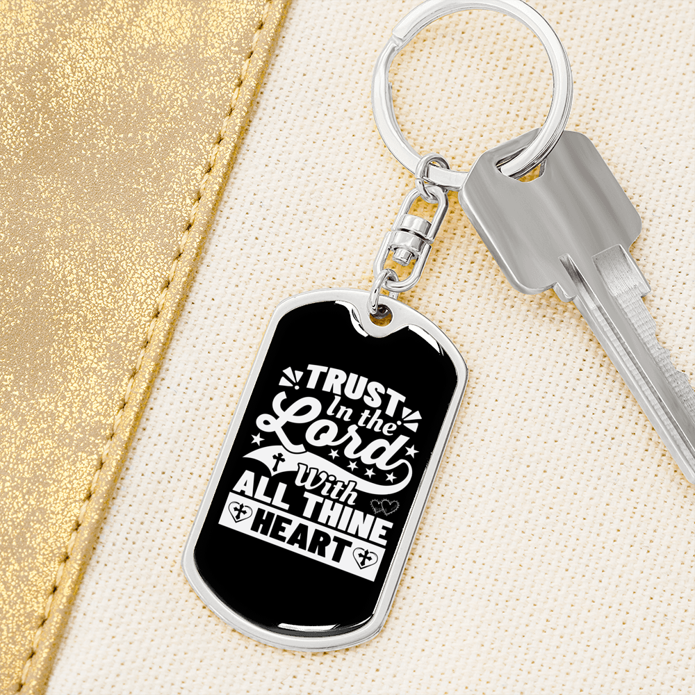 Thine Heart Keychain Stainless Steel or 18k Gold Dog Tag Keyring-Express Your Love Gifts