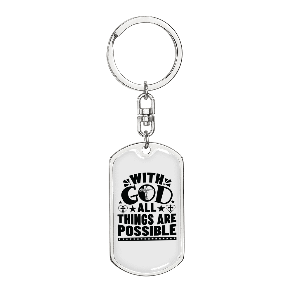Things Are Possible Keychain Stainless Steel or 18k Gold Dog Tag Keyring-Express Your Love Gifts