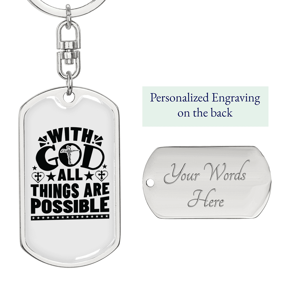 Things Are Possible Keychain Stainless Steel or 18k Gold Dog Tag Keyring-Express Your Love Gifts