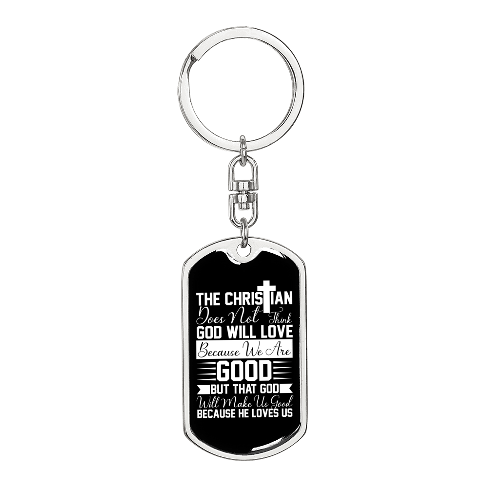 Think God Will Love Keychain Stainless Steel or 18k Gold Dog Tag Keyring-Express Your Love Gifts