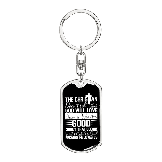 Think God Will Love Keychain Stainless Steel or 18k Gold Dog Tag Keyring-Express Your Love Gifts