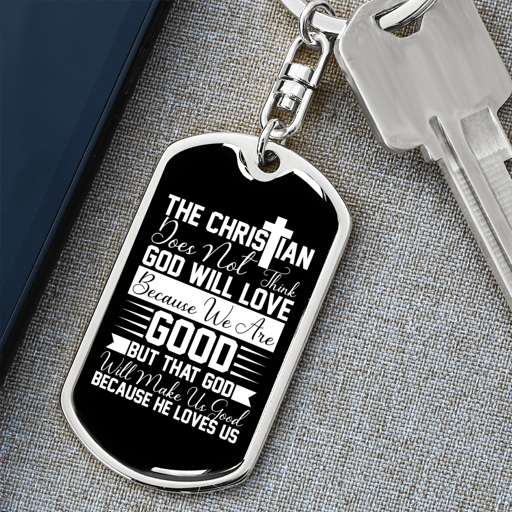 Think God Will Love Keychain Stainless Steel or 18k Gold Dog Tag Keyring-Express Your Love Gifts