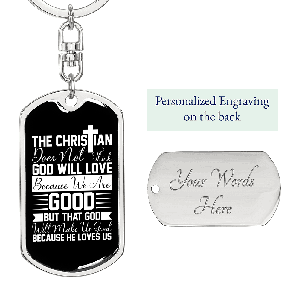 Think God Will Love Keychain Stainless Steel or 18k Gold Dog Tag Keyring-Express Your Love Gifts