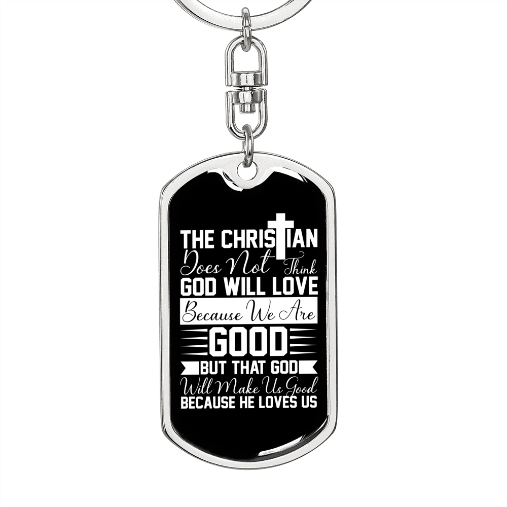 Think God Will Love Keychain Stainless Steel or 18k Gold Dog Tag Keyring-Express Your Love Gifts