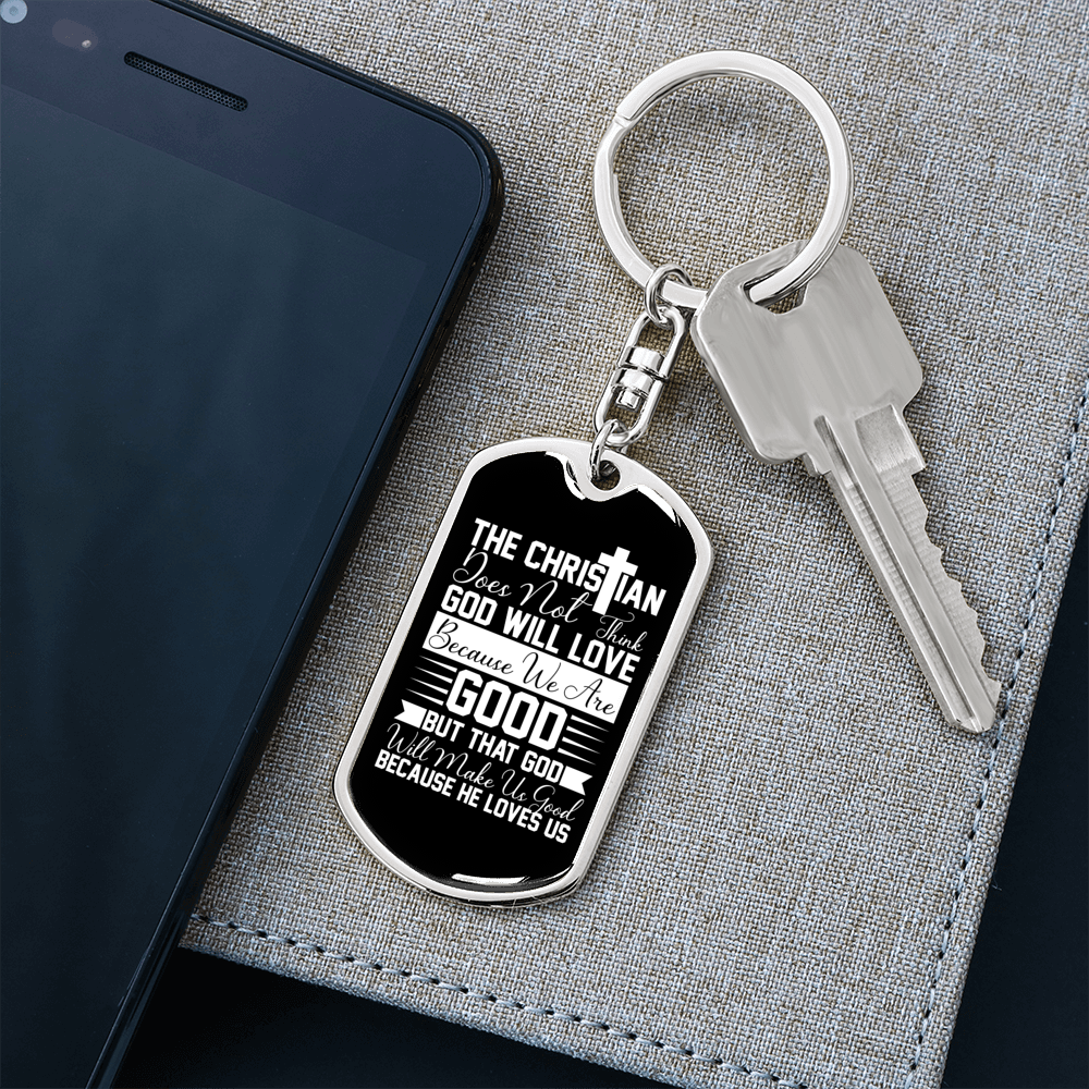 Think God Will Love Keychain Stainless Steel or 18k Gold Dog Tag Keyring-Express Your Love Gifts