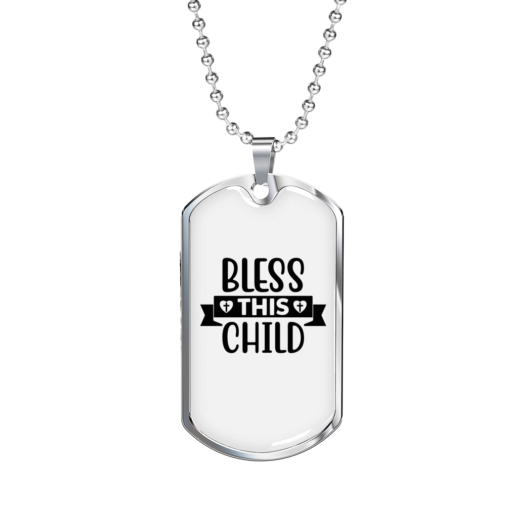 This Child Christian Necklace Stainless Steel or 18k Gold Dog Tag 24" Chain-Express Your Love Gifts