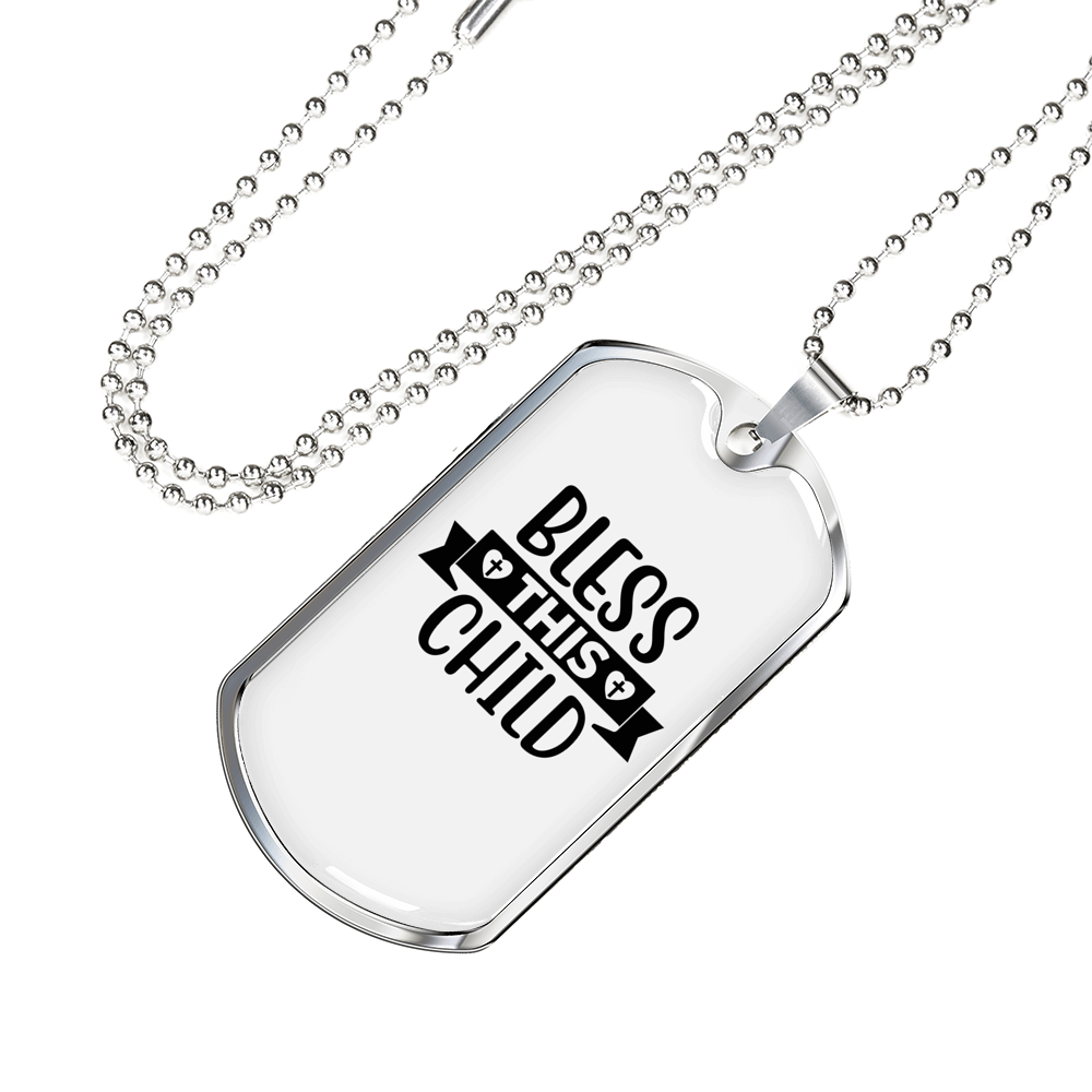 This Child Christian Necklace Stainless Steel or 18k Gold Dog Tag 24" Chain-Express Your Love Gifts