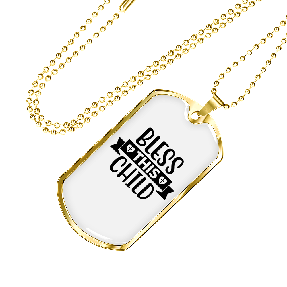 This Child Christian Necklace Stainless Steel or 18k Gold Dog Tag 24" Chain-Express Your Love Gifts