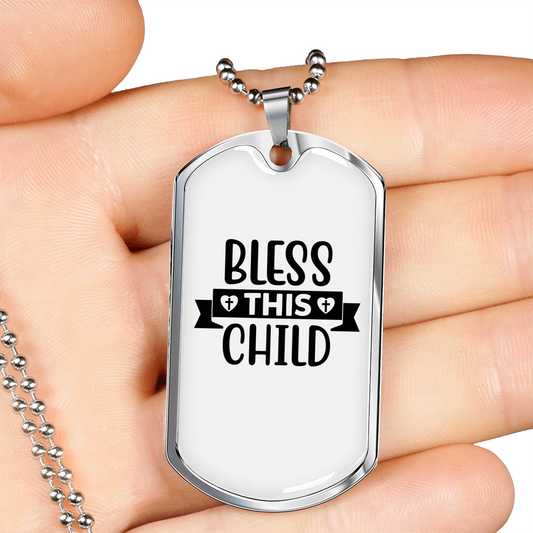 This Child Christian Necklace Stainless Steel or 18k Gold Dog Tag 24" Chain-Express Your Love Gifts