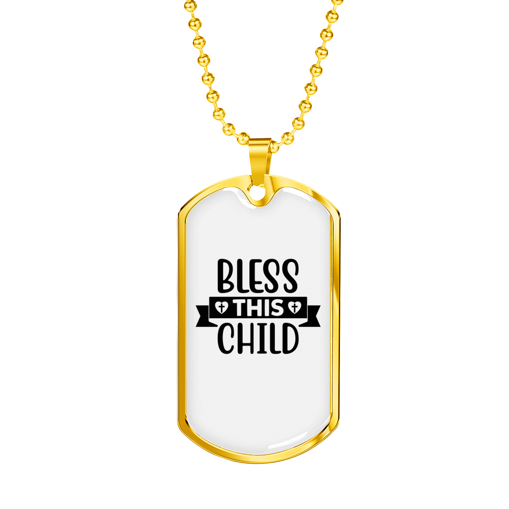 This Child Christian Necklace Stainless Steel or 18k Gold Dog Tag 24" Chain-Express Your Love Gifts