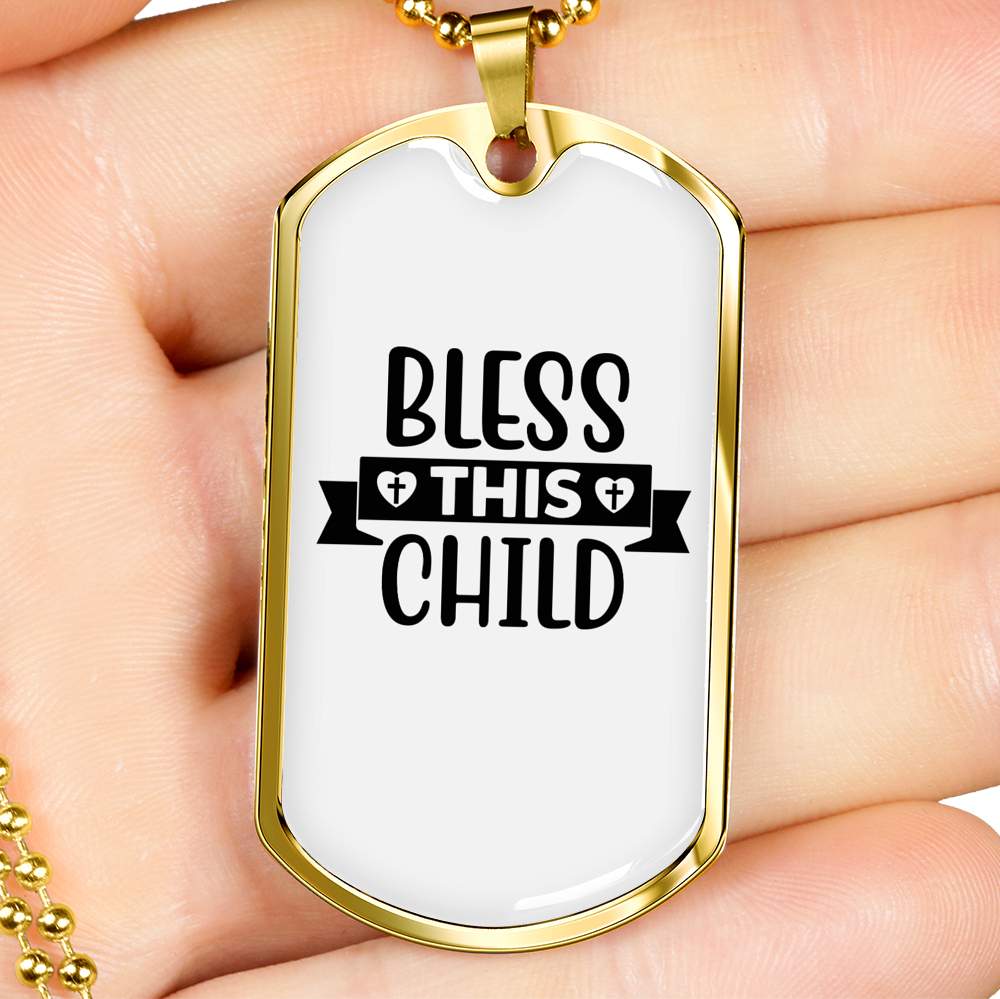 This Child Christian Necklace Stainless Steel or 18k Gold Dog Tag 24" Chain-Express Your Love Gifts