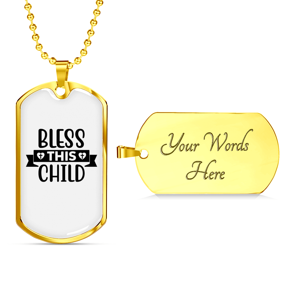 This Child Christian Necklace Stainless Steel or 18k Gold Dog Tag 24" Chain-Express Your Love Gifts