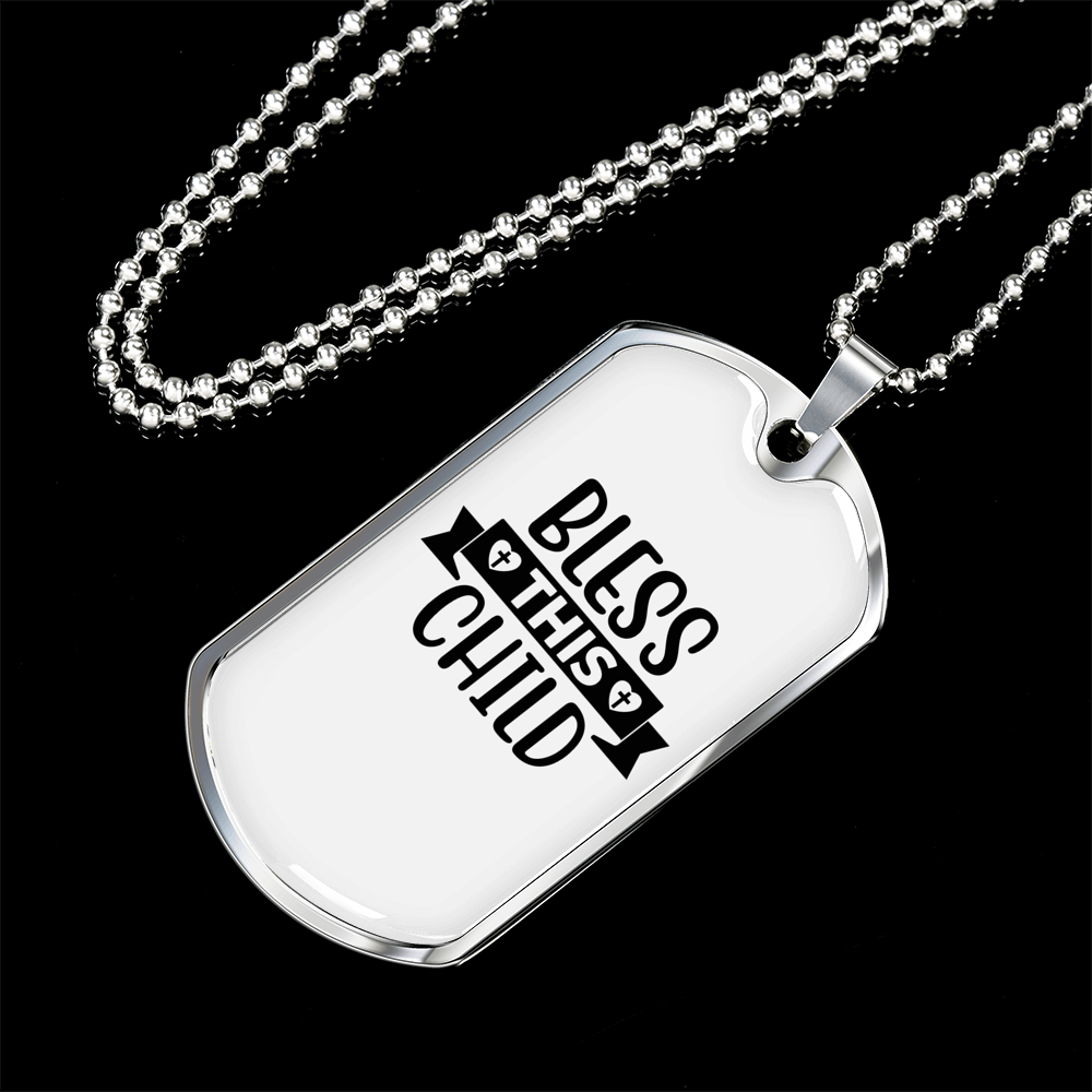 This Child Christian Necklace Stainless Steel or 18k Gold Dog Tag 24" Chain-Express Your Love Gifts