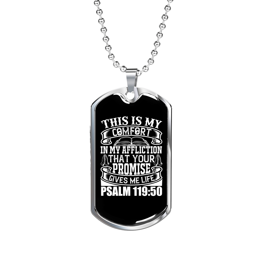 This Is My Comfort Christian Necklace Stainless Steel or 18k Gold Dog Tag 24" Chain-Express Your Love Gifts