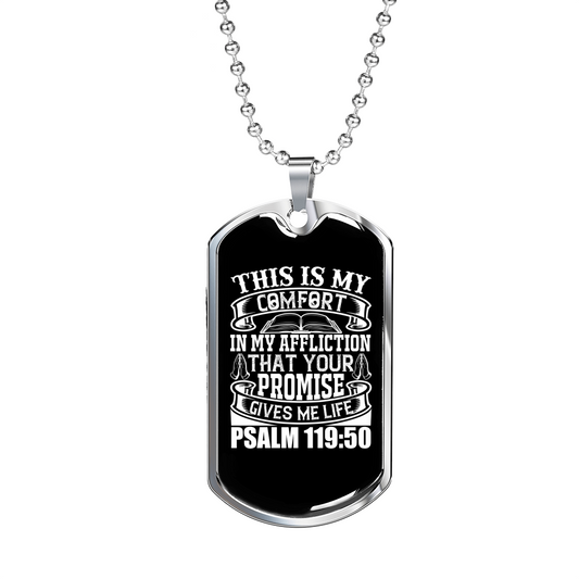 This Is My Comfort Christian Necklace Stainless Steel or 18k Gold Dog Tag 24" Chain-Express Your Love Gifts