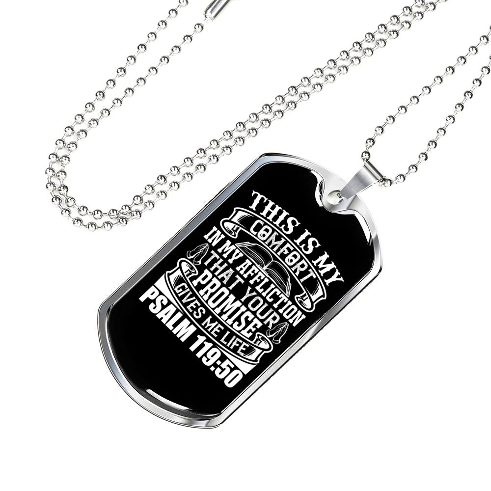 This Is My Comfort Christian Necklace Stainless Steel or 18k Gold Dog Tag 24" Chain-Express Your Love Gifts