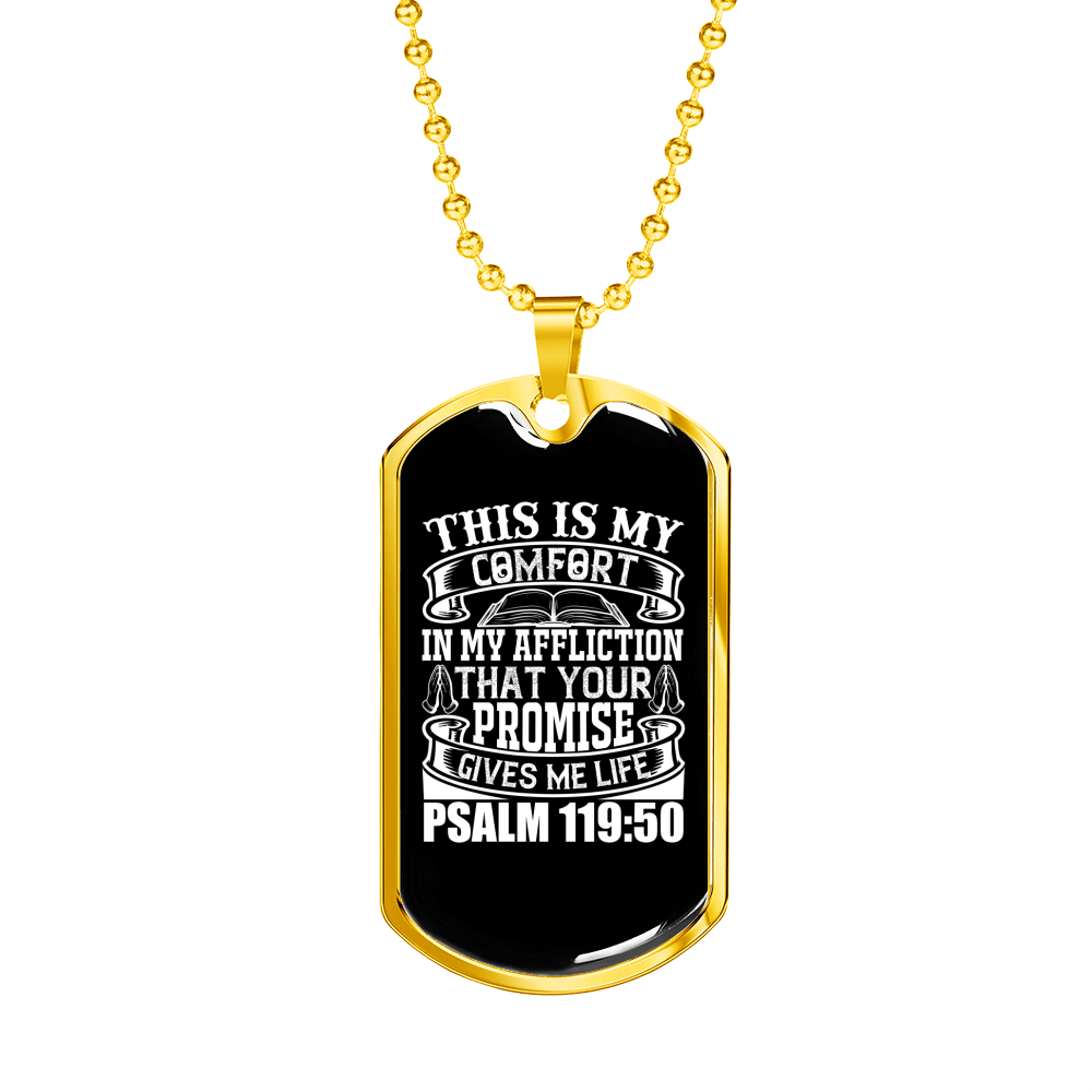 This Is My Comfort Christian Necklace Stainless Steel or 18k Gold Dog Tag 24" Chain-Express Your Love Gifts
