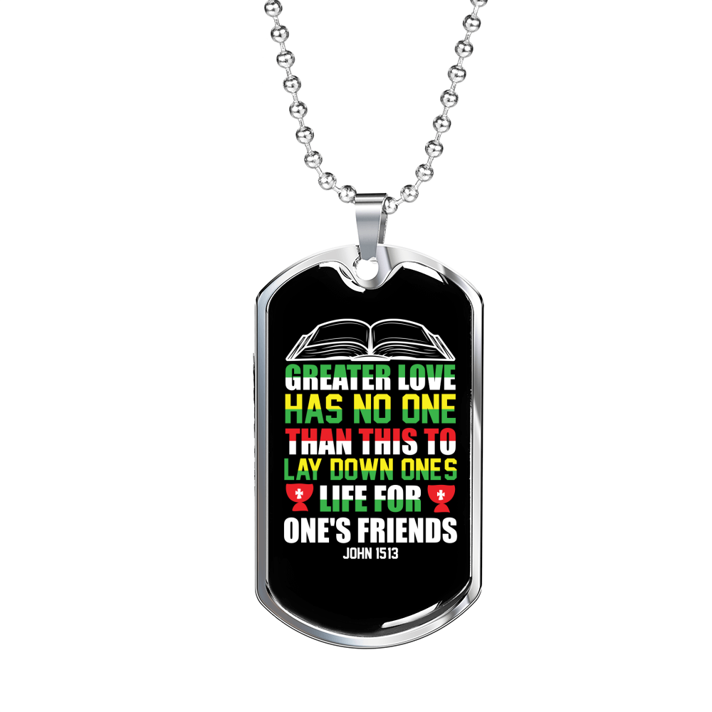 To Lay Down Ones Life Christian Necklace Stainless Steel or 18k Gold Dog Tag 24" Chain-Express Your Love Gifts