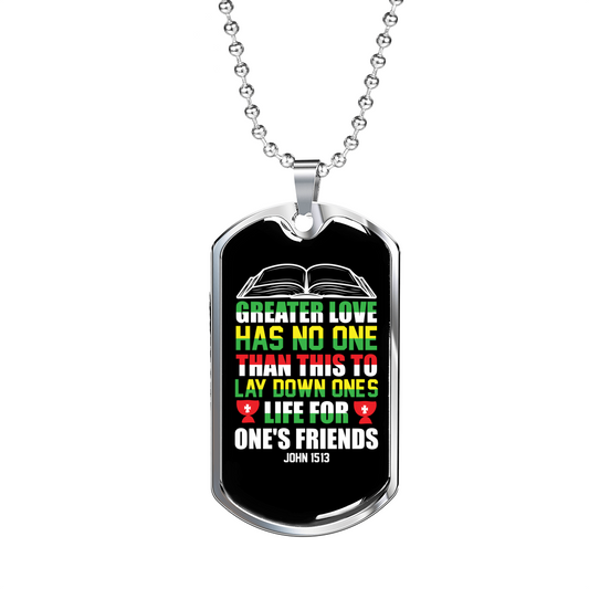 To Lay Down Ones Life Christian Necklace Stainless Steel or 18k Gold Dog Tag 24" Chain-Express Your Love Gifts