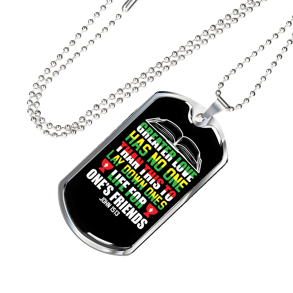 To Lay Down Ones Life Christian Necklace Stainless Steel or 18k Gold Dog Tag 24" Chain-Express Your Love Gifts