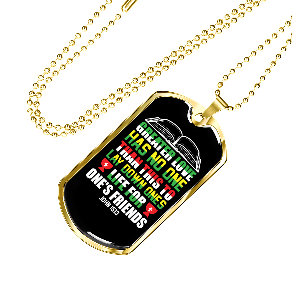 To Lay Down Ones Life Christian Necklace Stainless Steel or 18k Gold Dog Tag 24" Chain-Express Your Love Gifts