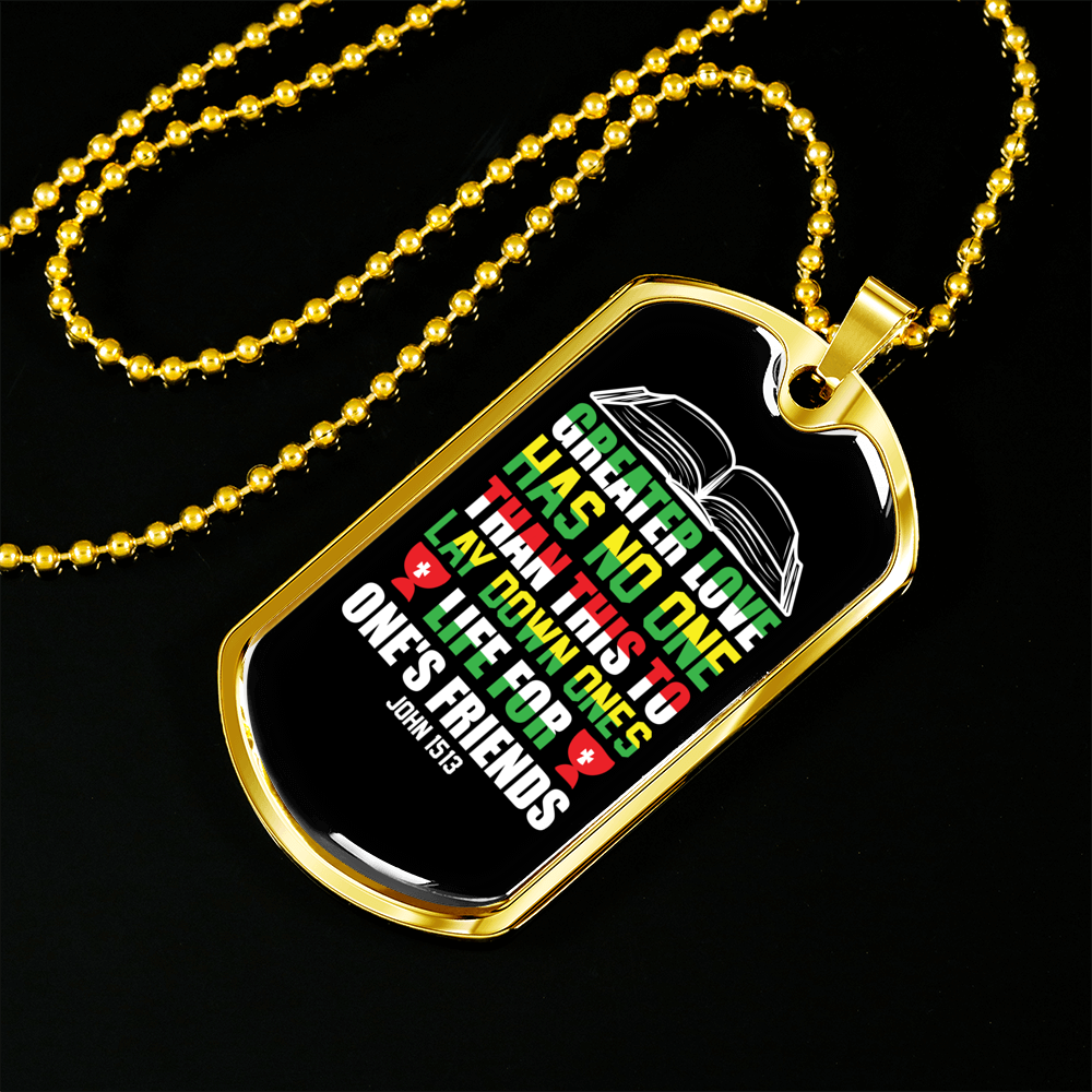 To Lay Down Ones Life Christian Necklace Stainless Steel or 18k Gold Dog Tag 24" Chain-Express Your Love Gifts