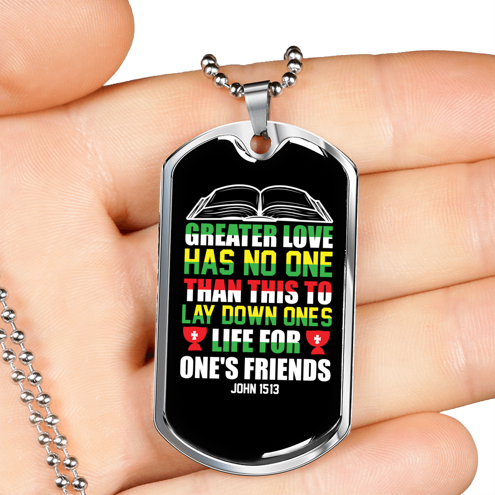 To Lay Down Ones Life Christian Necklace Stainless Steel or 18k Gold Dog Tag 24" Chain-Express Your Love Gifts
