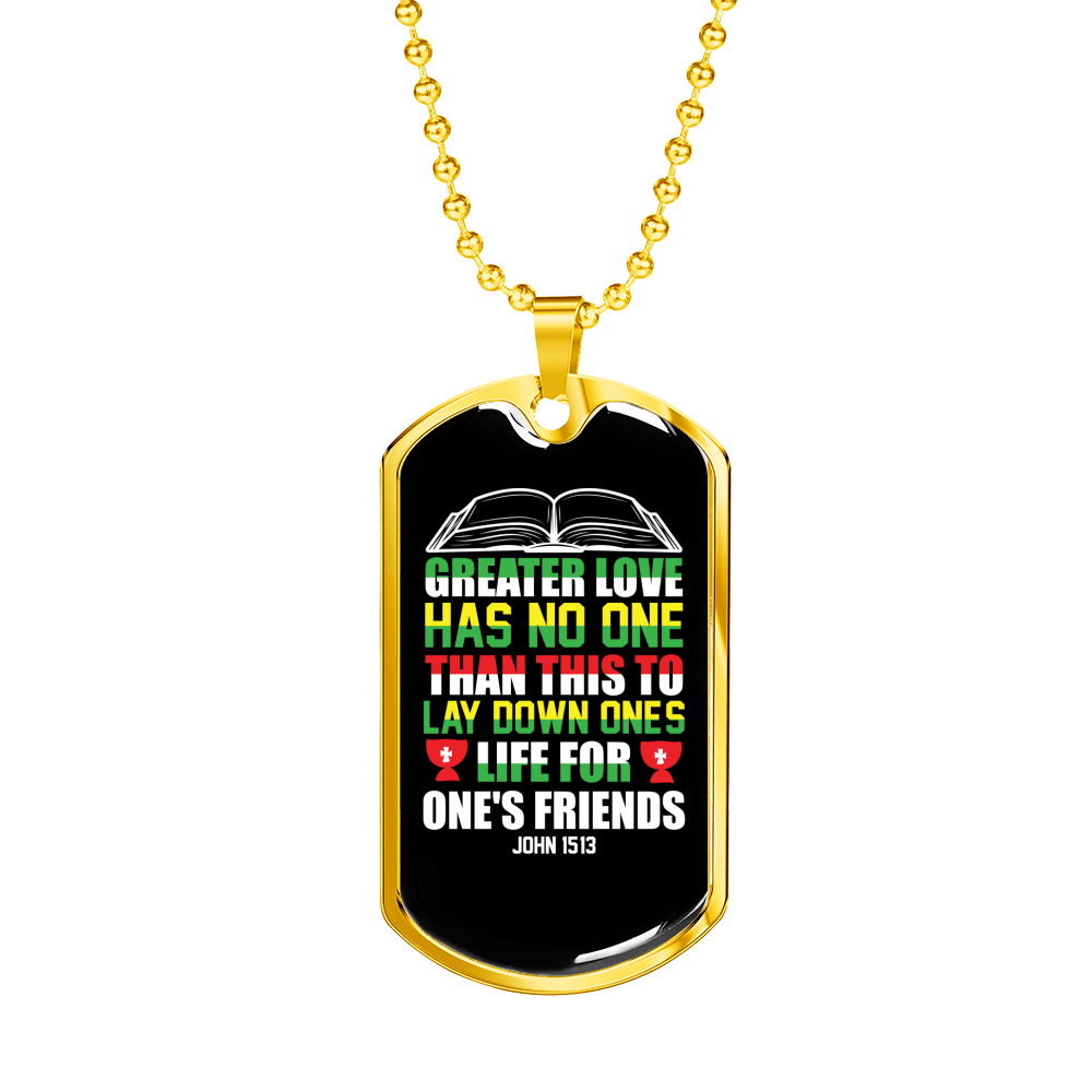 To Lay Down Ones Life Christian Necklace Stainless Steel or 18k Gold Dog Tag 24" Chain-Express Your Love Gifts