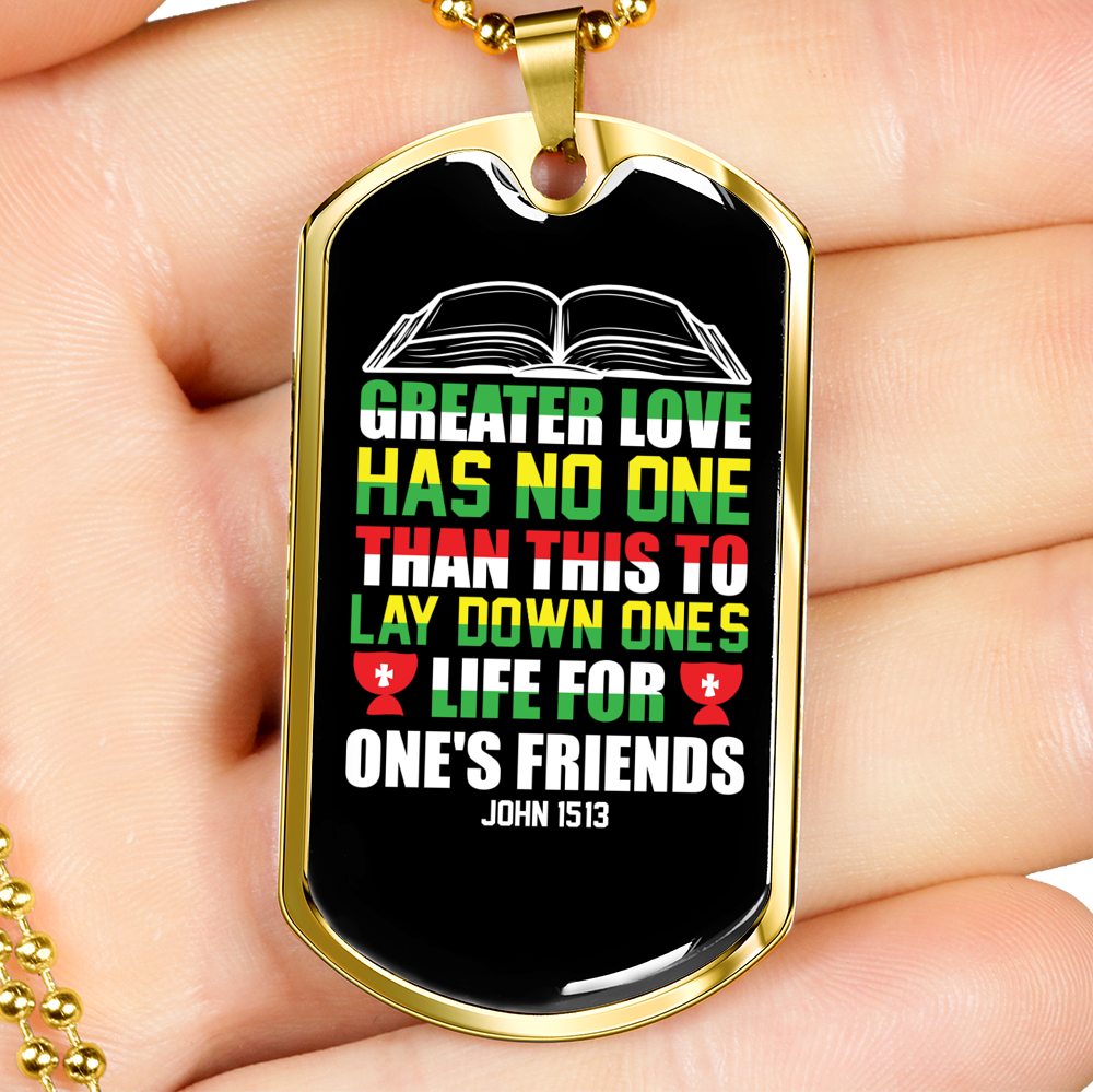 To Lay Down Ones Life Christian Necklace Stainless Steel or 18k Gold Dog Tag 24" Chain-Express Your Love Gifts