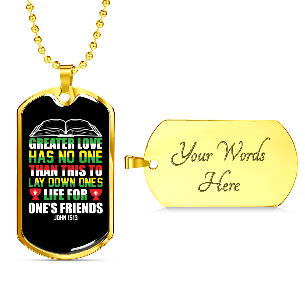 To Lay Down Ones Life Christian Necklace Stainless Steel or 18k Gold Dog Tag 24" Chain-Express Your Love Gifts